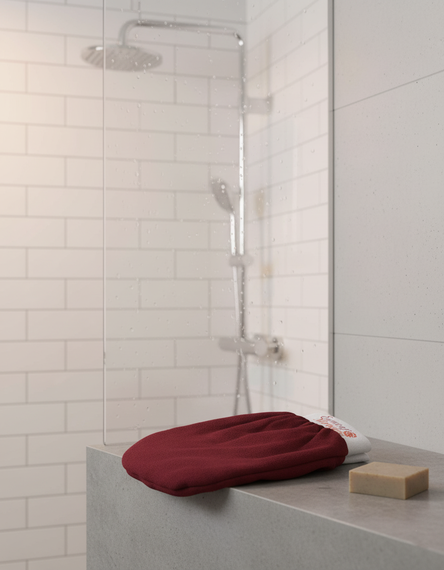 Moroccan Exfoliating Kessa Scrubbing Glove Hammam Scrub Mitt for Exfoliation Double Pack