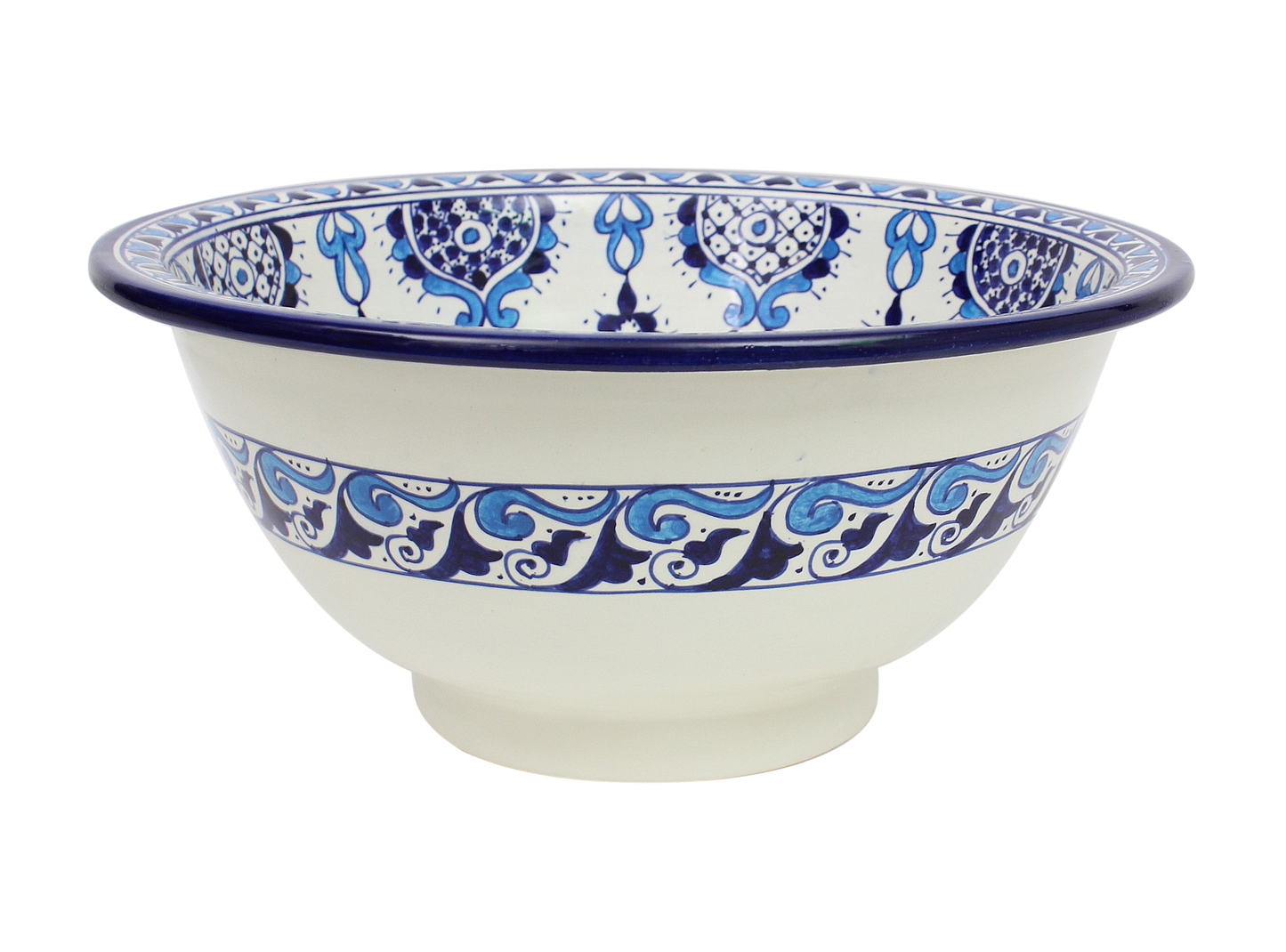 Moroccan Sink Washbasin Wash Basin Ceramic Handmade Blue Free Waste (SW104)
