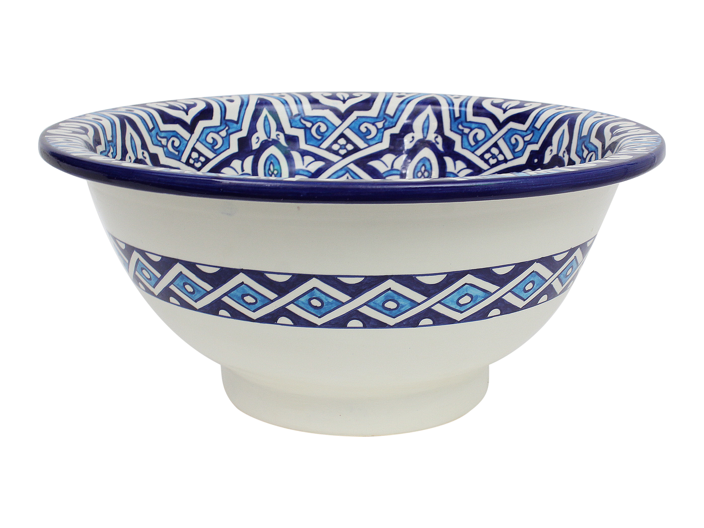 Moroccan Sink Washbasin Wash Basin Ceramic Handmade Blue with Free Waste (SW109)