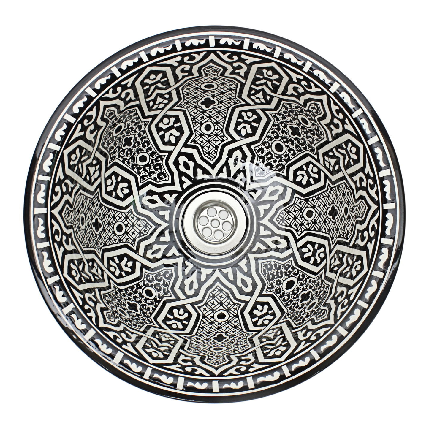 Moroccan Sink Washbasin Wash Basin Ceramic Handmade Black with Free Waste (SW124)