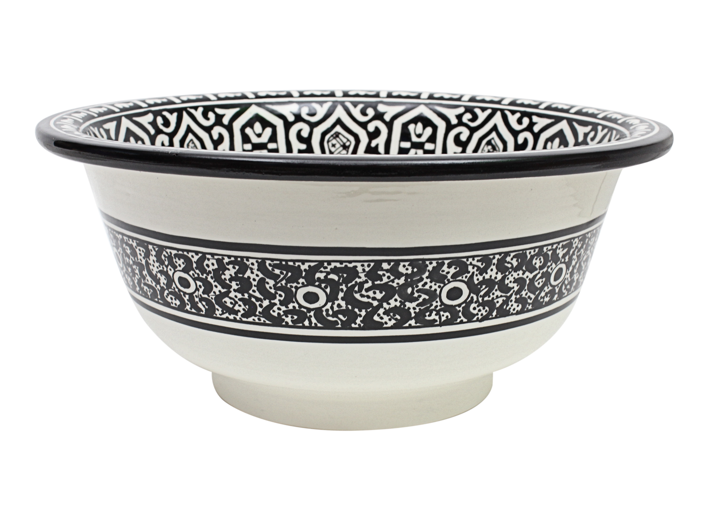 Moroccan Sink Washbasin Wash Basin Ceramic Handmade Black with Free Waste (SW124)