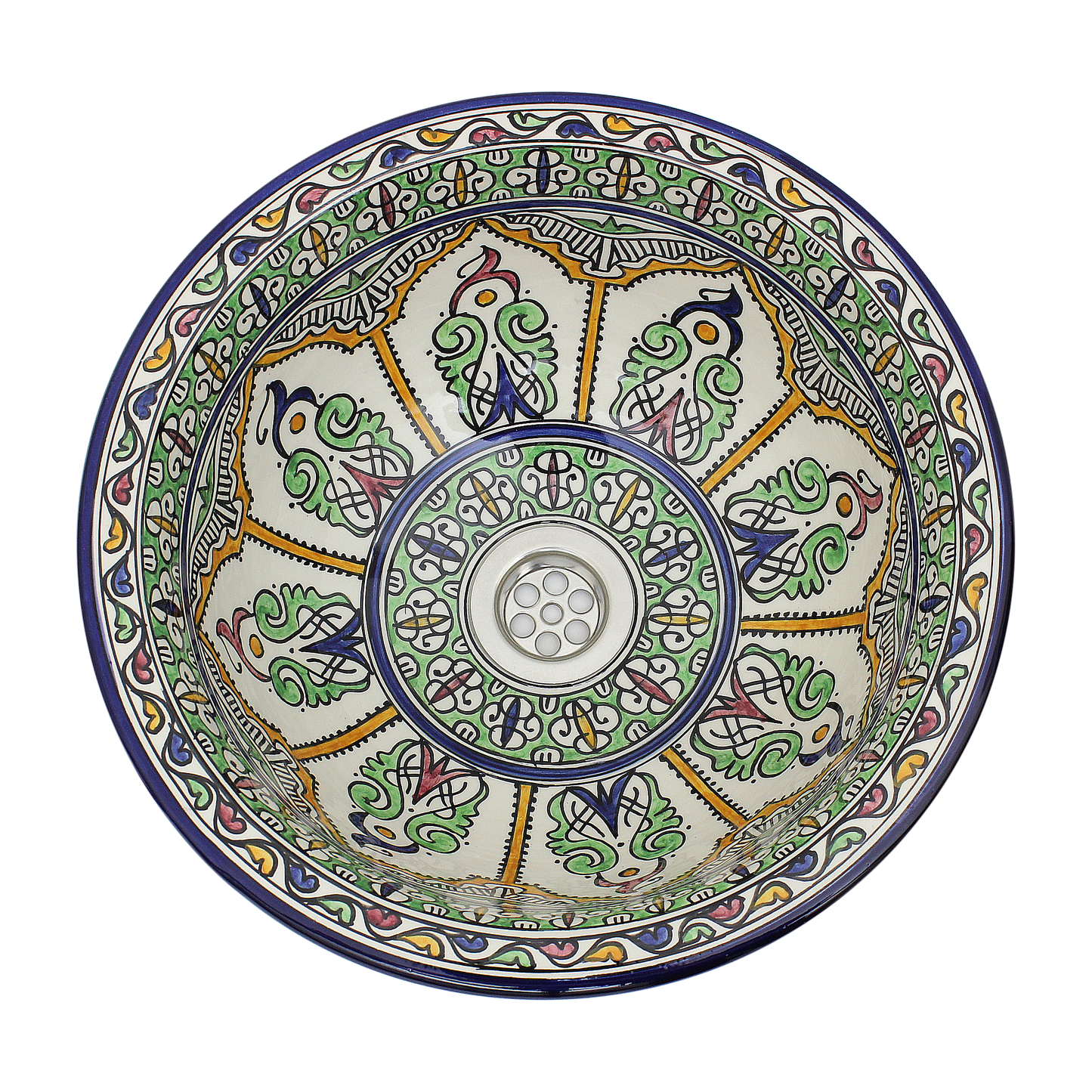 Moroccan Sink Washbasin Wash Basin Ceramic Handmade Multicolour Free Waste SW141