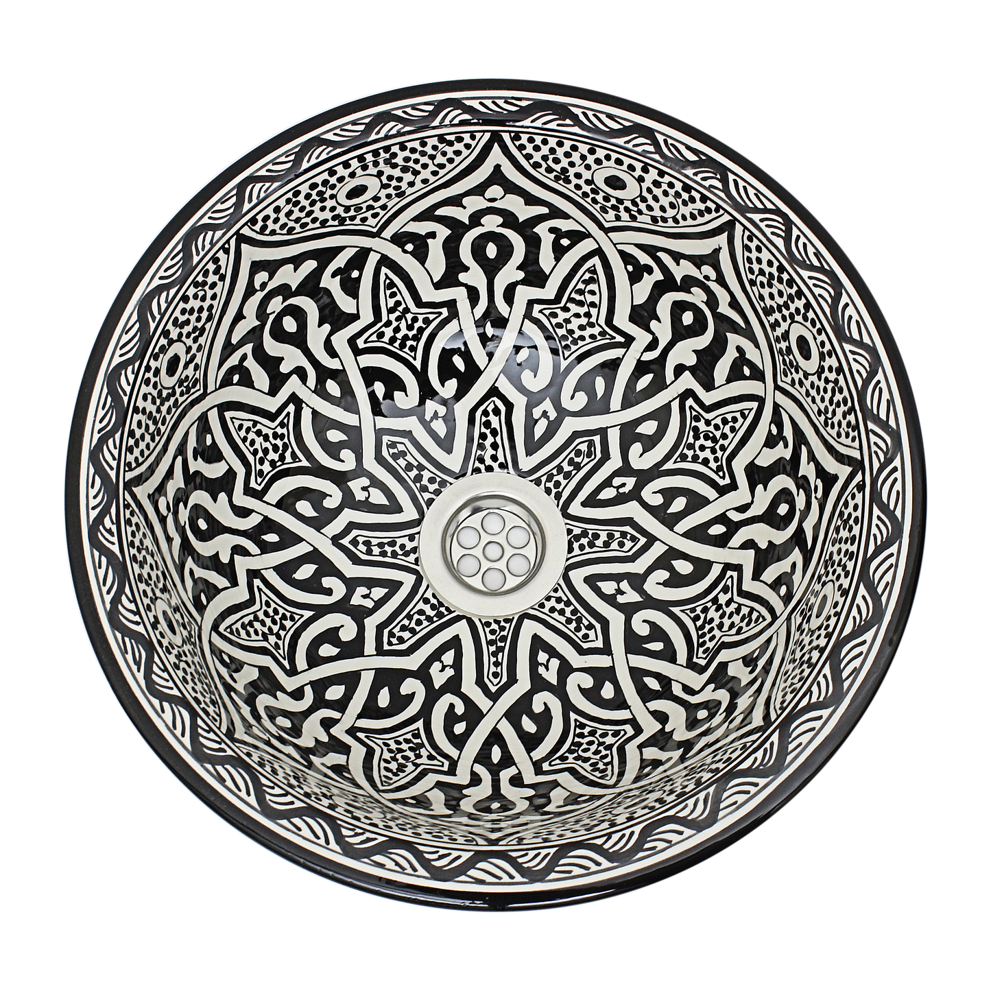 Moroccan Sink Washbasin Wash Basin Ceramic Handmade Black with Free Waste (SW143)