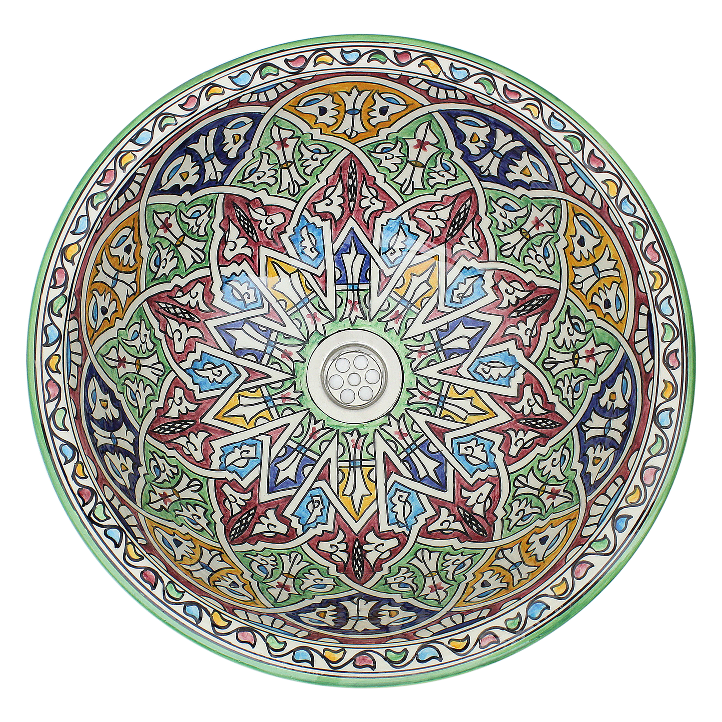 Moroccan Sink Washbasin Wash Basin Ceramic Handmade Multicolour Free Waste SW152
