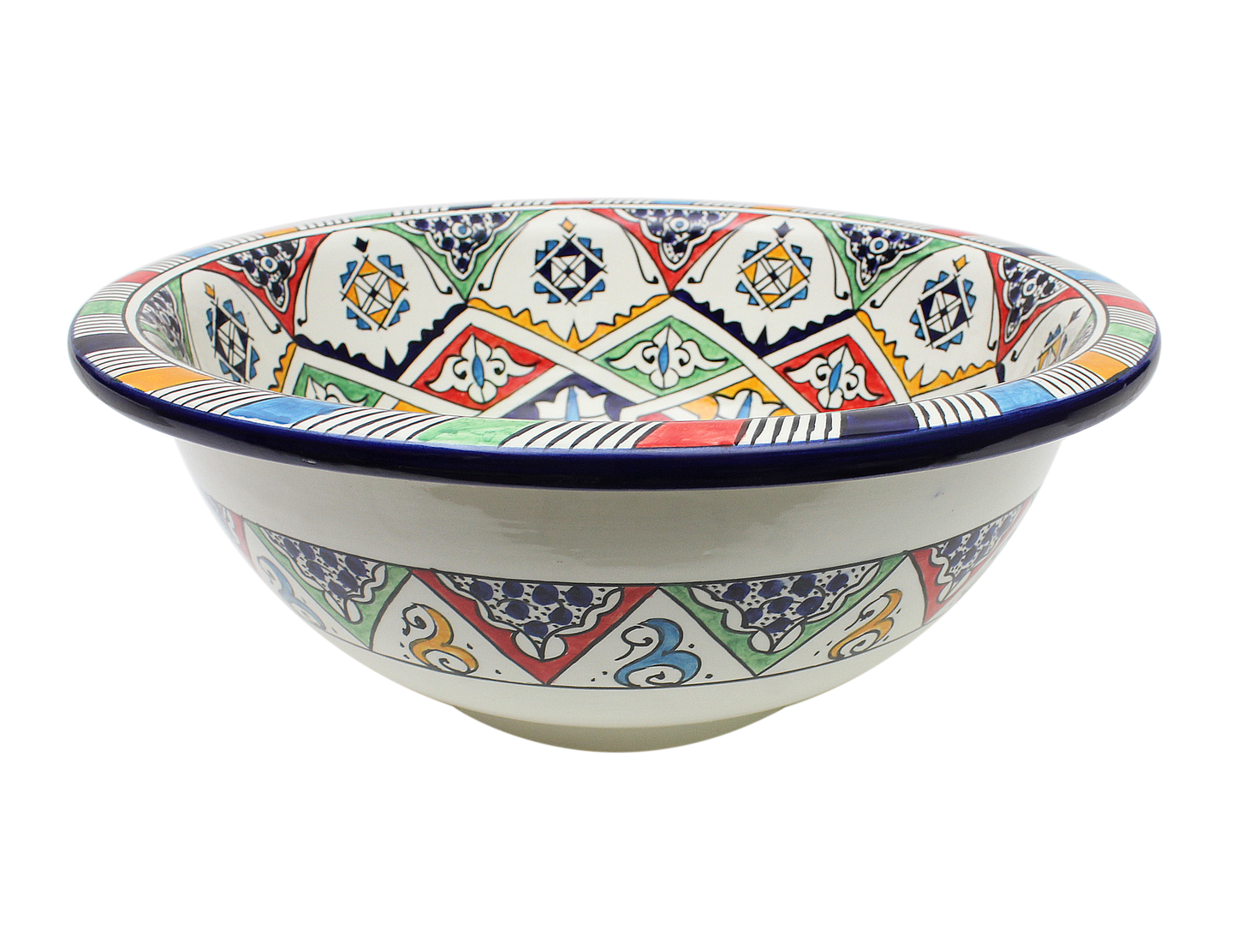Moroccan Sink Washbasin Wash Basin Ceramic Handmade Multicolour Free Waste SW51