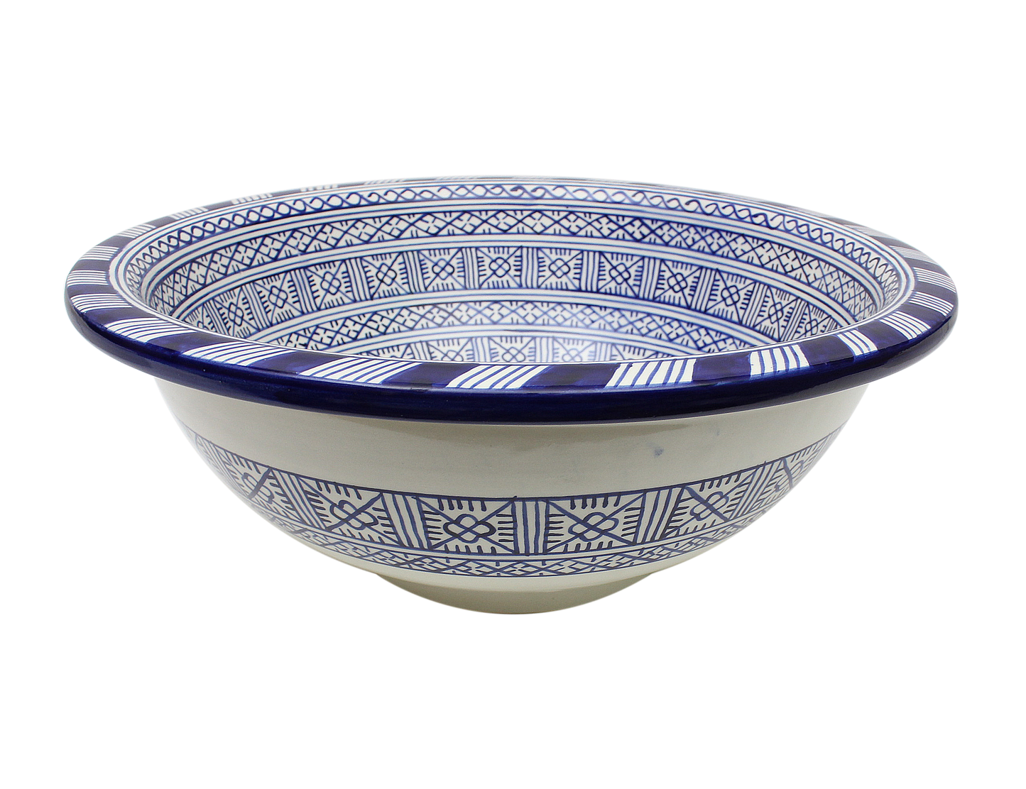 Moroccan Sink Washbasin Wash Basin Ceramic Handmade Blue with Free Waste (SW52)