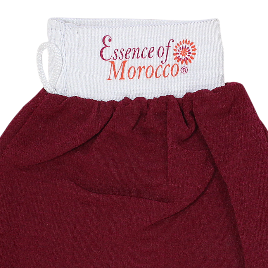 MoroccanExfoliatingKessaGloveBurgundyHammamSpaEssenceofMorocco
