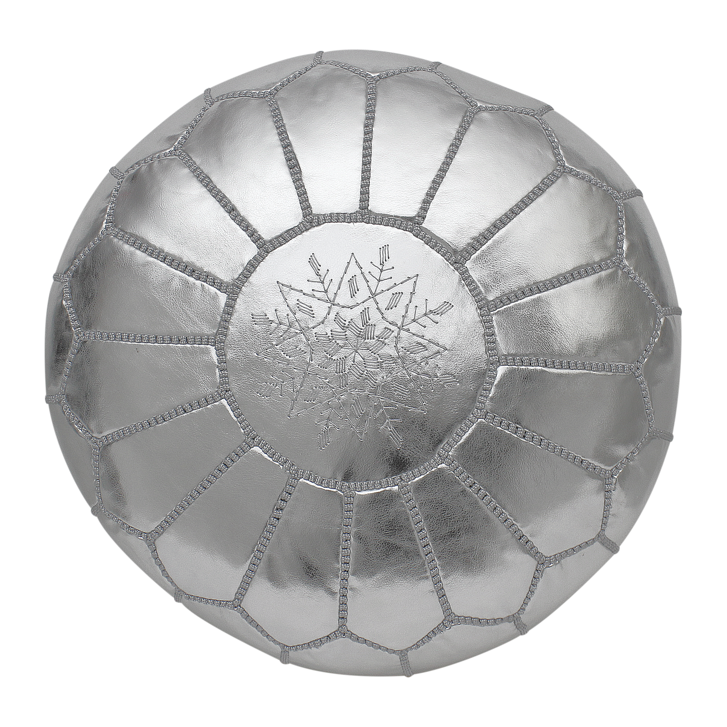 MoroccanFauxLeatherPoufPouffeFootstoolSilverEssenceofMorocco