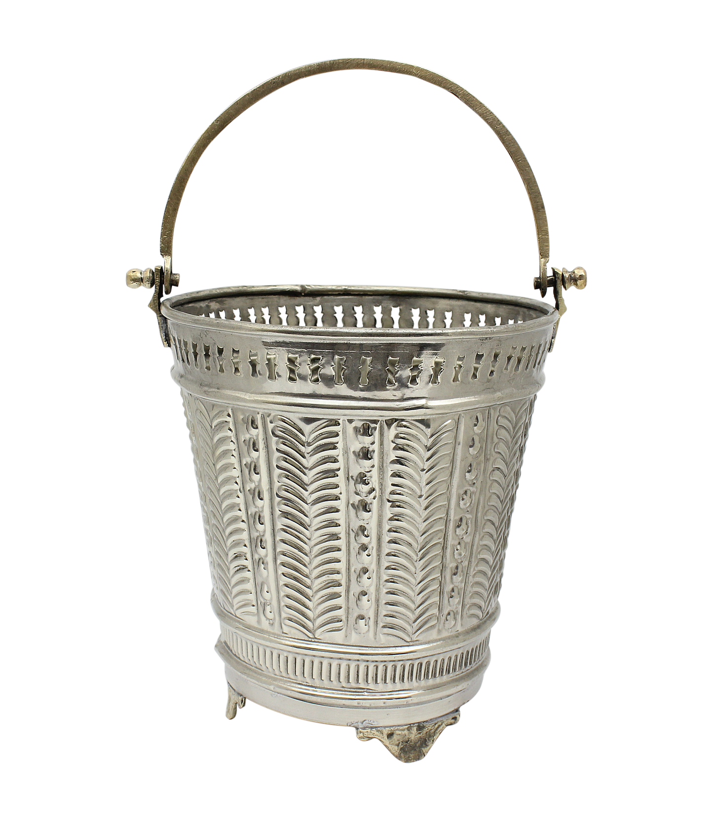 Moroccan  Hammam Bucket Vintage Silver Maillechort Handmade Hand Engraved in Morocco Height 23 cm (Ref HMB35)