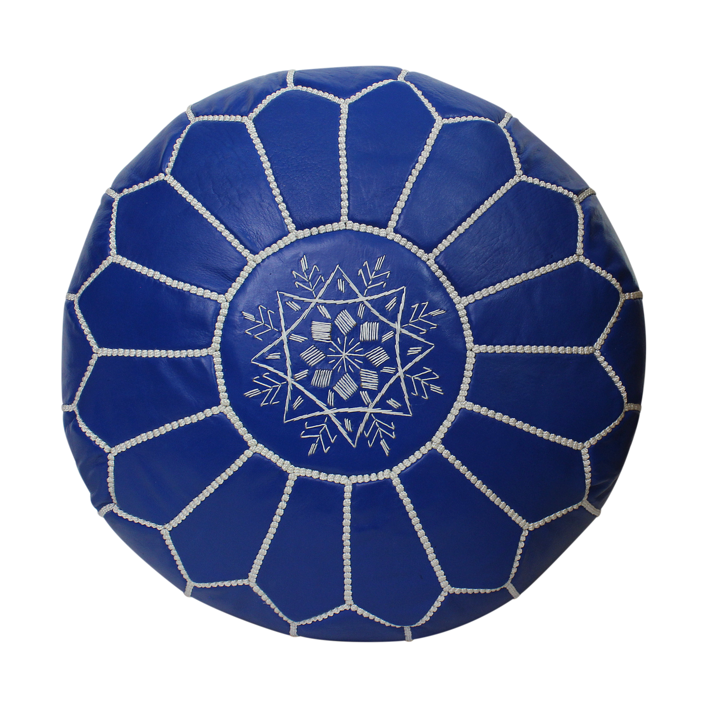 Moroccan Blue White Pouffe Pouf Ottoman Footstool COVER ONLY or STUFFED Real Leather
