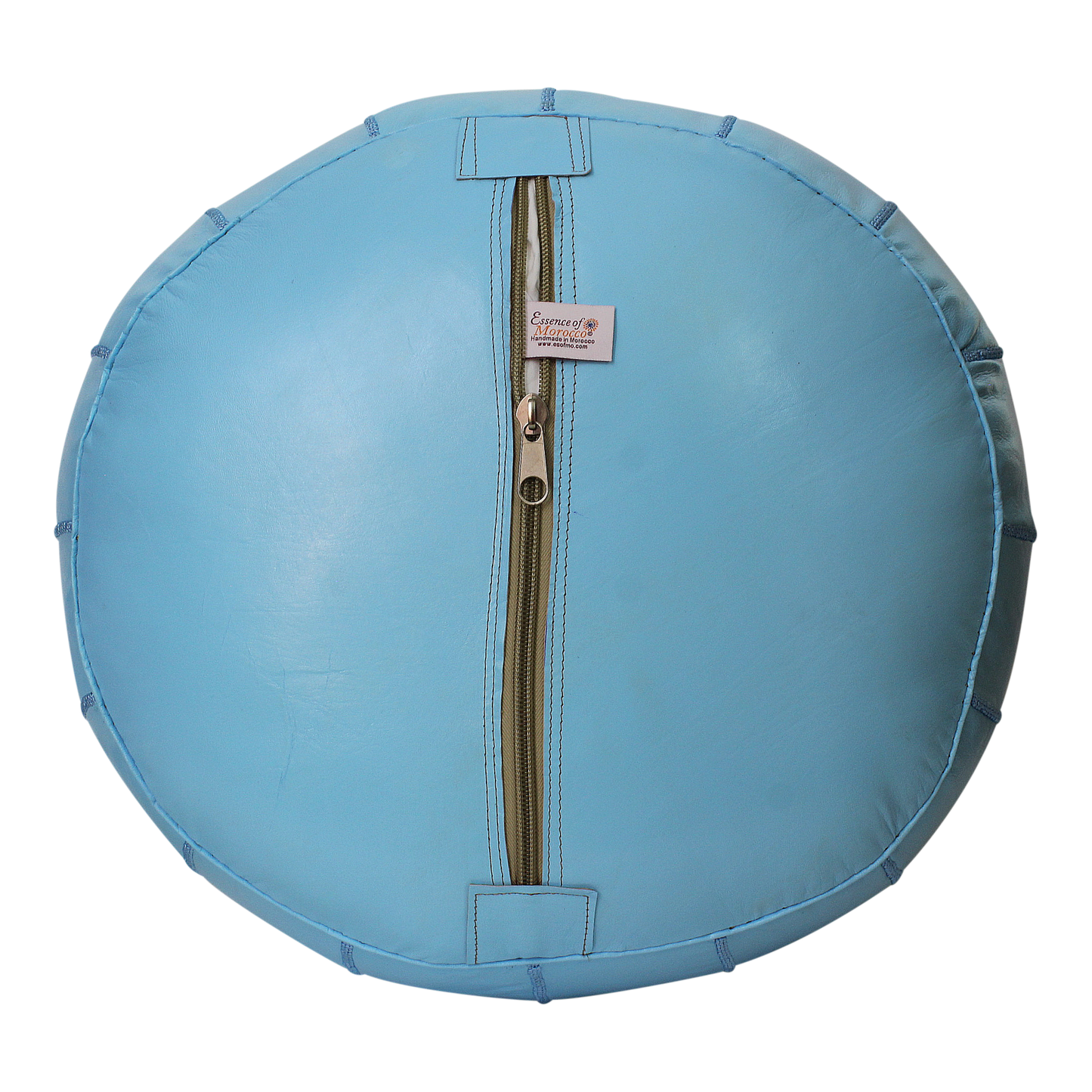Moroccan Pouffe Pouf Ottoman Footstool Real Light Baby Blue Leather