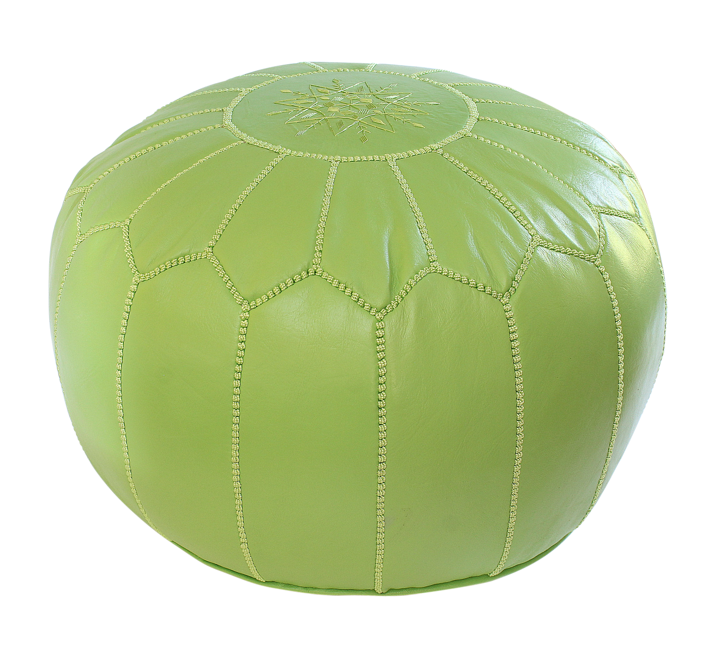 MoroccanLeatherPoufPouffeFootstoolFootrestLimeGreenEssenceofMorocco