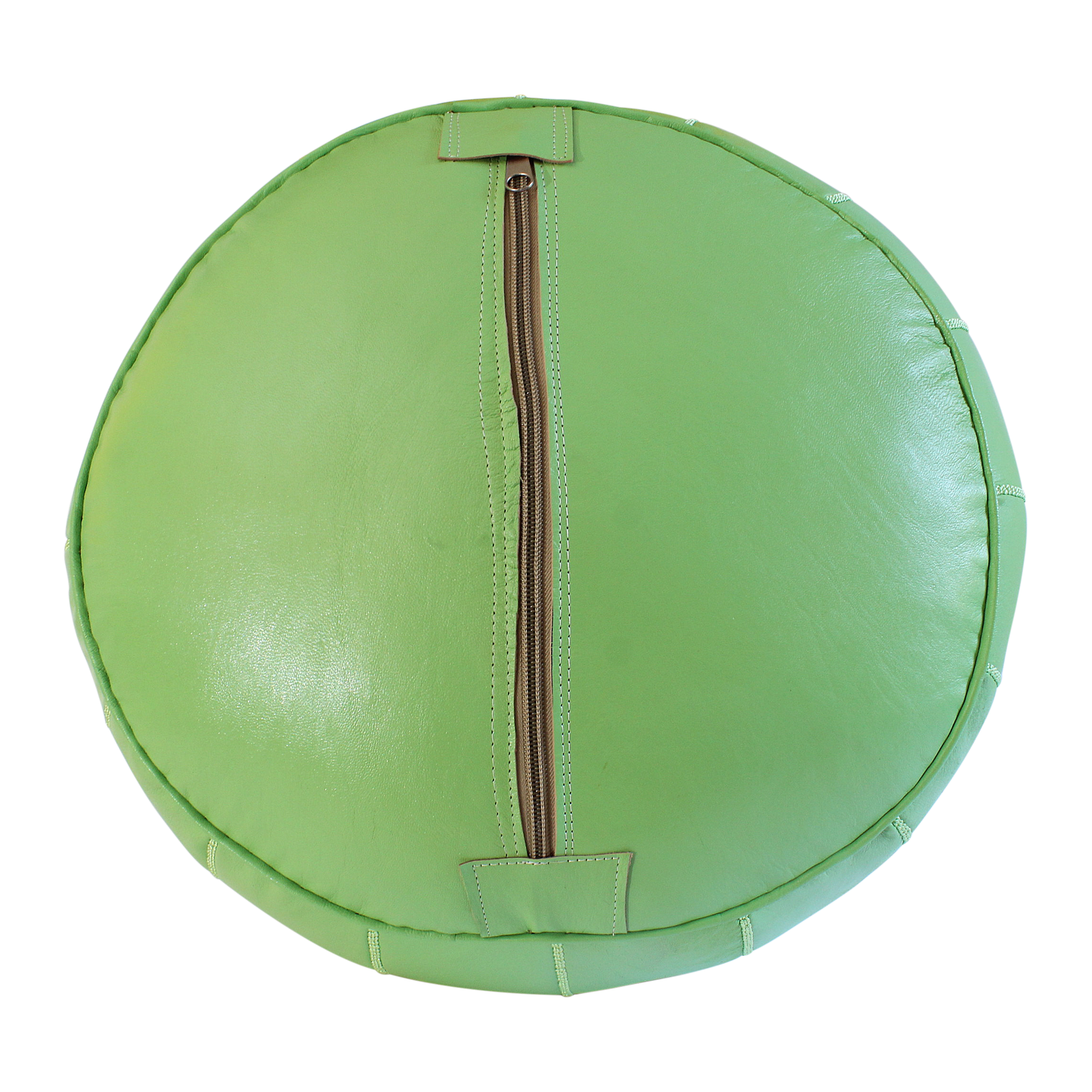MoroccanLeatherPoufPouffeFootstoolFootrestLimeGreenEssenceofMorocco