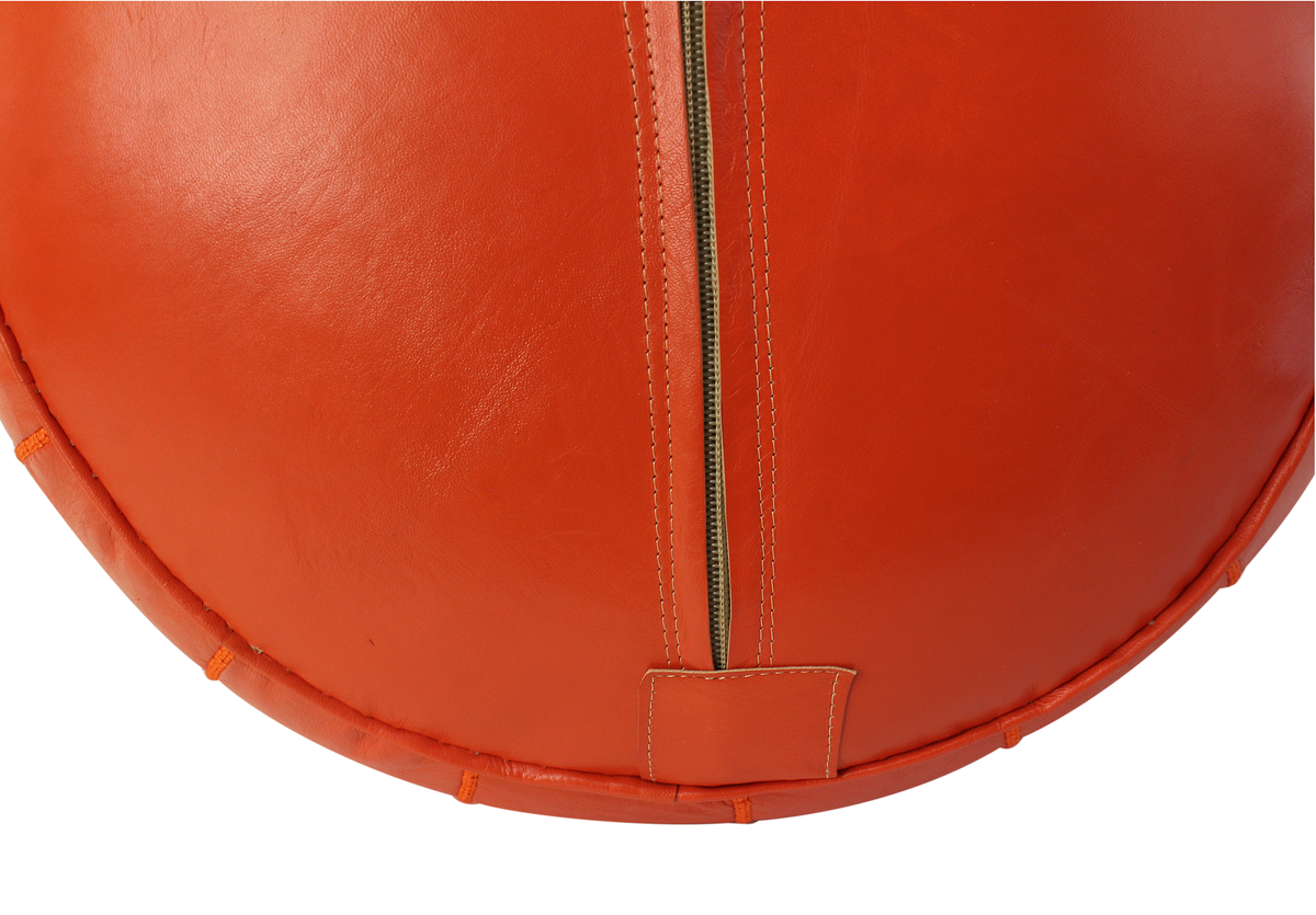 STUFFED Moroccan Orange Pouffe Pouf Ottoman Footstool Real Leather
