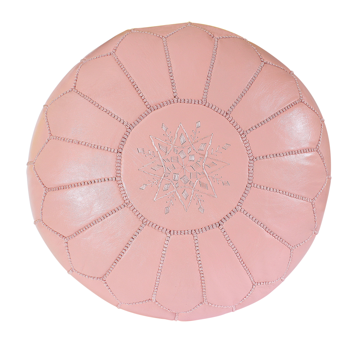 MoroccanLeatherPoufPouffeFootstoolFootrestPastelPinkEssenceofMorocco