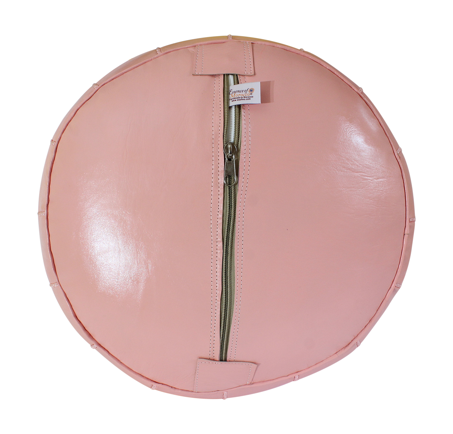 MoroccanLeatherPoufPouffeFootstoolFootrestPastelPinkEssenceofMorocco