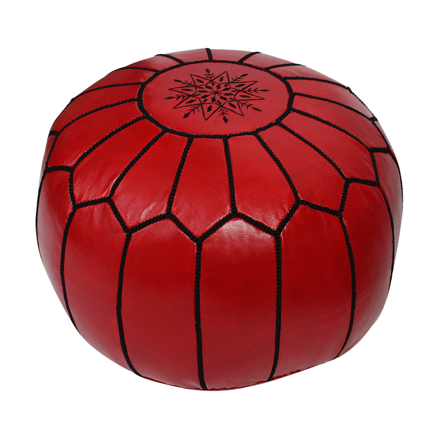MoroccanLeatherPoufPouffeFootstoolFootrestRedEssenceofMorocco