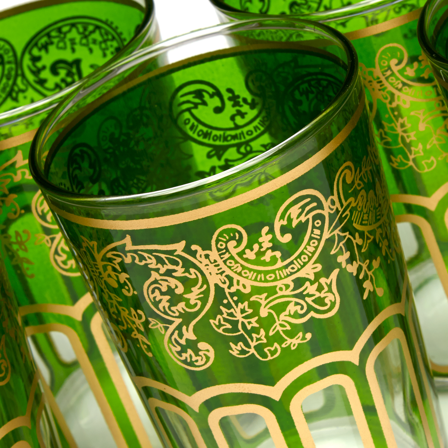 MoroccanTeaGlassesGreenHandPaintedEssenceofMorocco