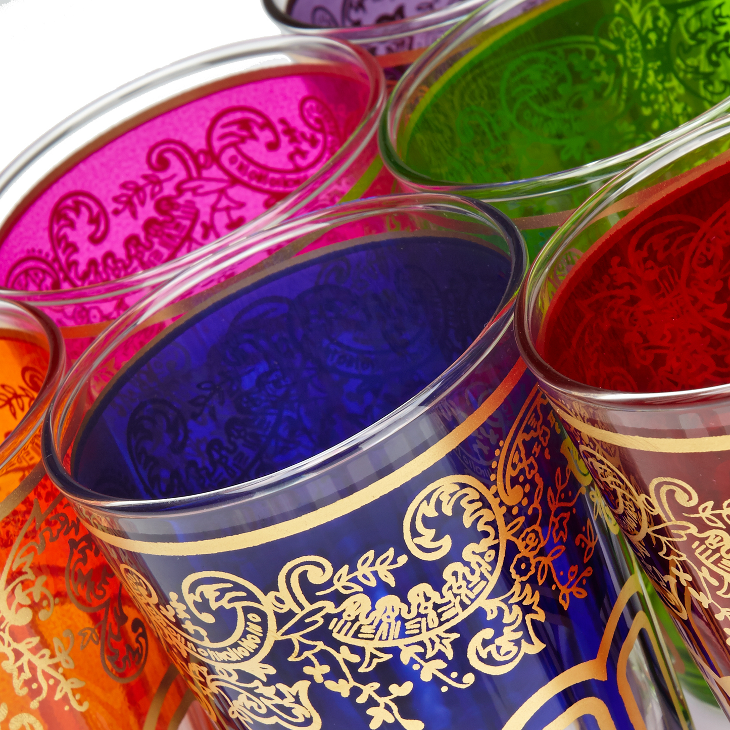 MoroccanTeaGlassesMulticolouredHandPaintedEssenceofMorocco