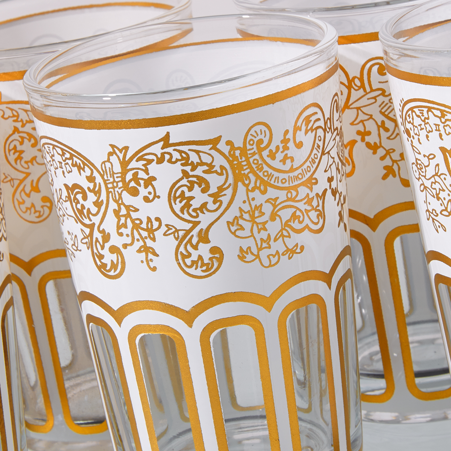 Moroccan Tea Glasses White & Gold Beautiful Classical Design Hand Painted Decorated Pack of 6 (Copy)