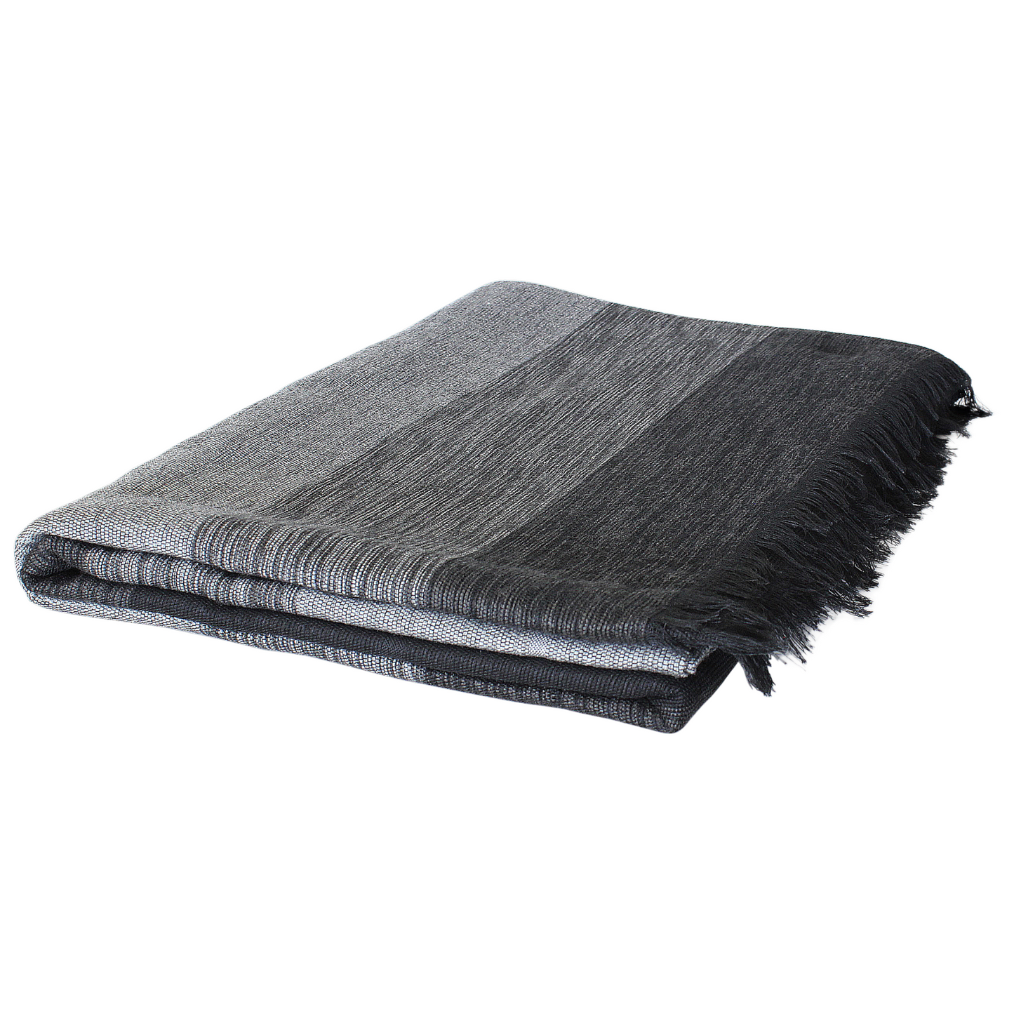 Moroccan Throw Bedspread Sofa Cover Black Grey Handwoven Wool Sabra Silk 270 cm x 170 cm