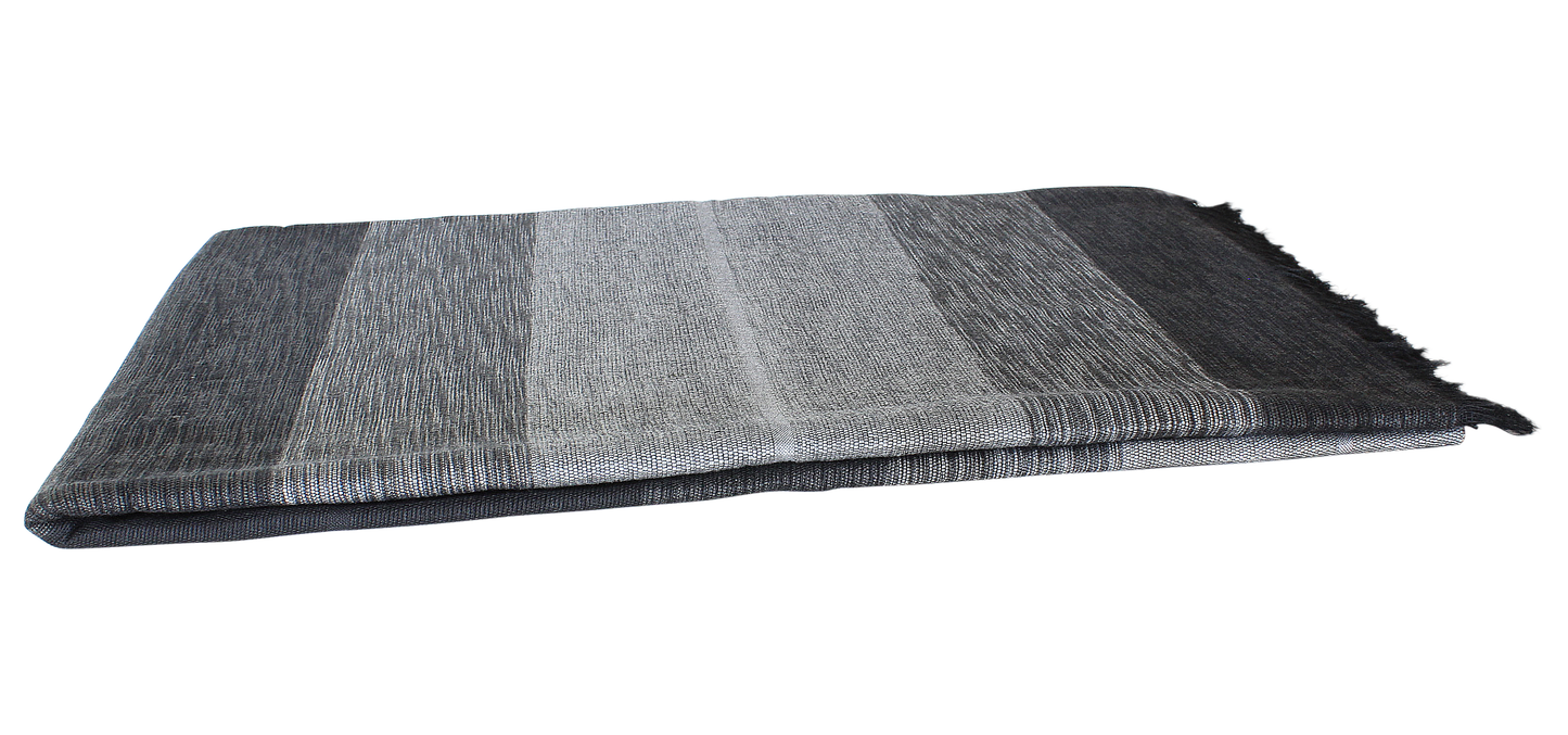 Moroccan Throw Bedspread Sofa Cover Black Grey Handwoven Wool Sabra Silk 270 cm x 170 cm