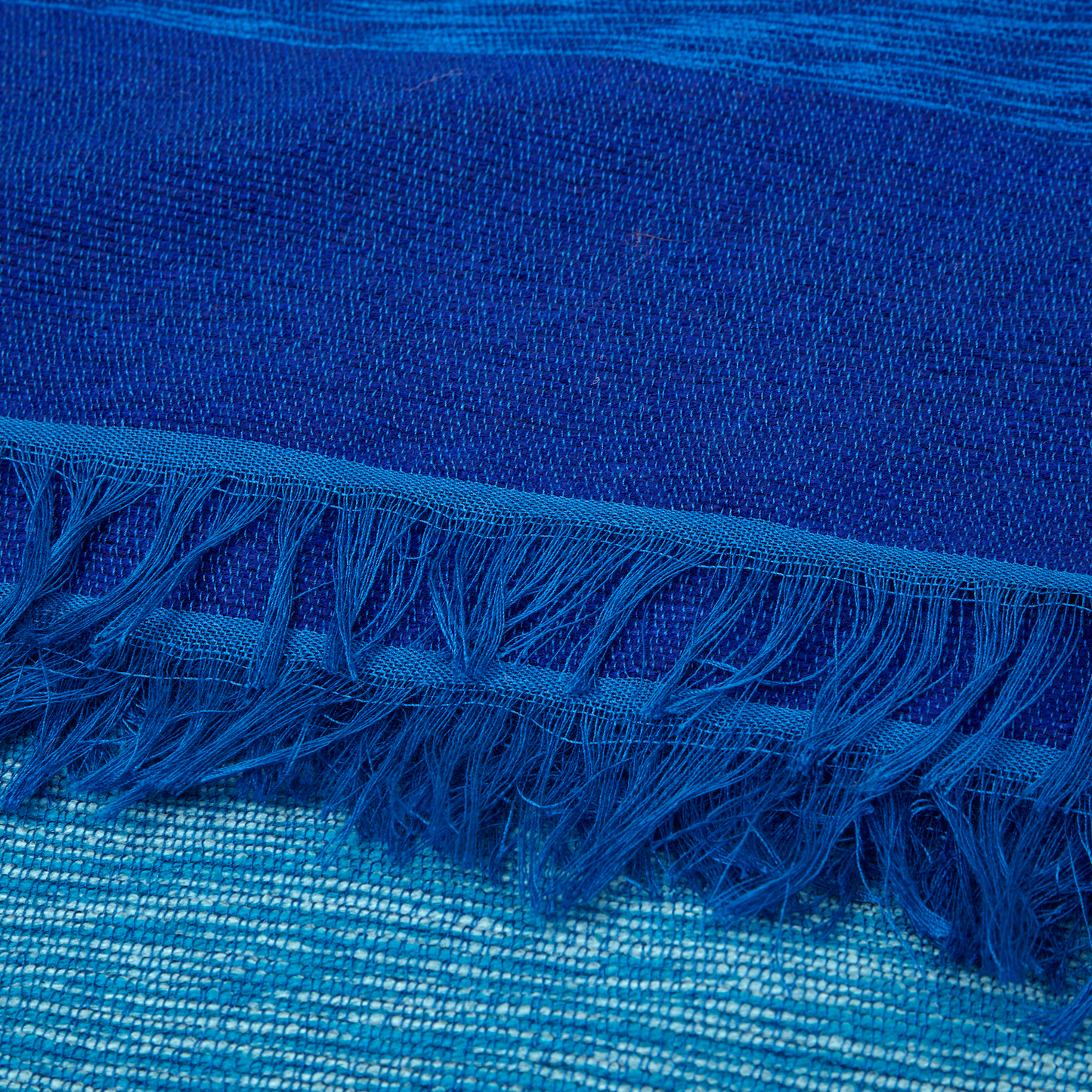 Moroccan Throw Bedspread Sofa Cover Blue Handwoven Wool Sabra Cactus Silk 270 cm x 170 cm