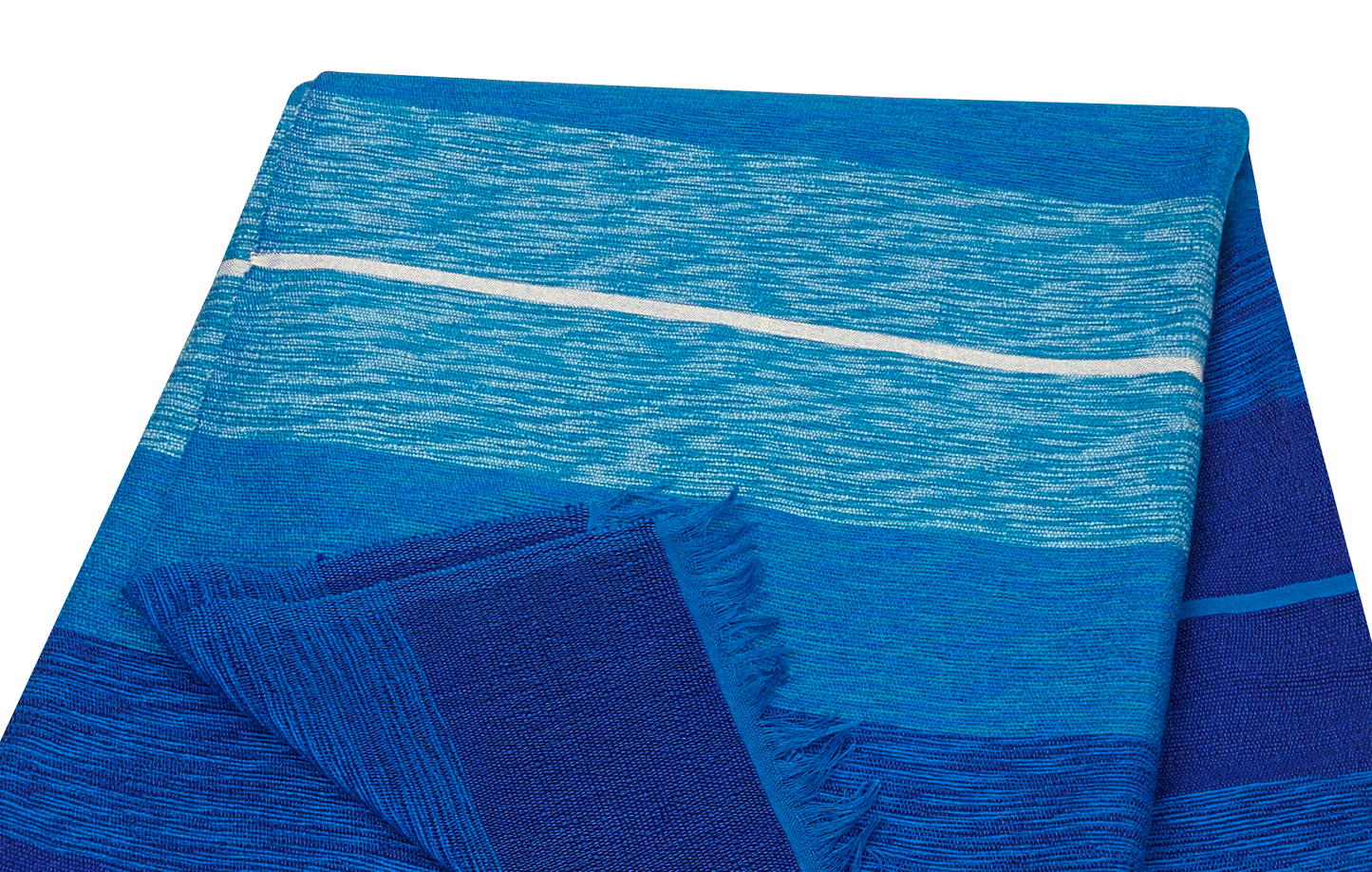 Moroccan Throw Bedspread Sofa Cover Blue Handwoven Wool Sabra Cactus Silk 270 cm x 170 cm