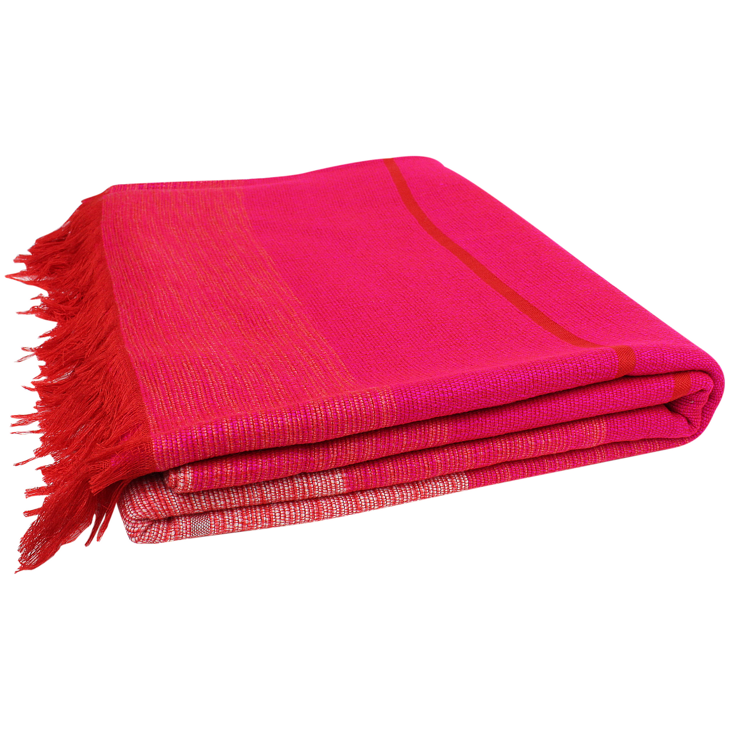 Moroccan Throw Bedspread Sofa Cover Rose Pink Handwoven Wool Sabra Silk 270 cm x 170 cm