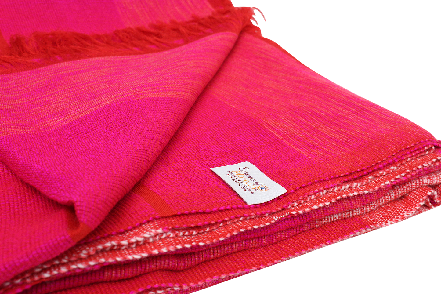 Moroccan Throw Bedspread Sofa Cover Rose Pink Handwoven Wool Sabra Silk 270 cm x 170 cm