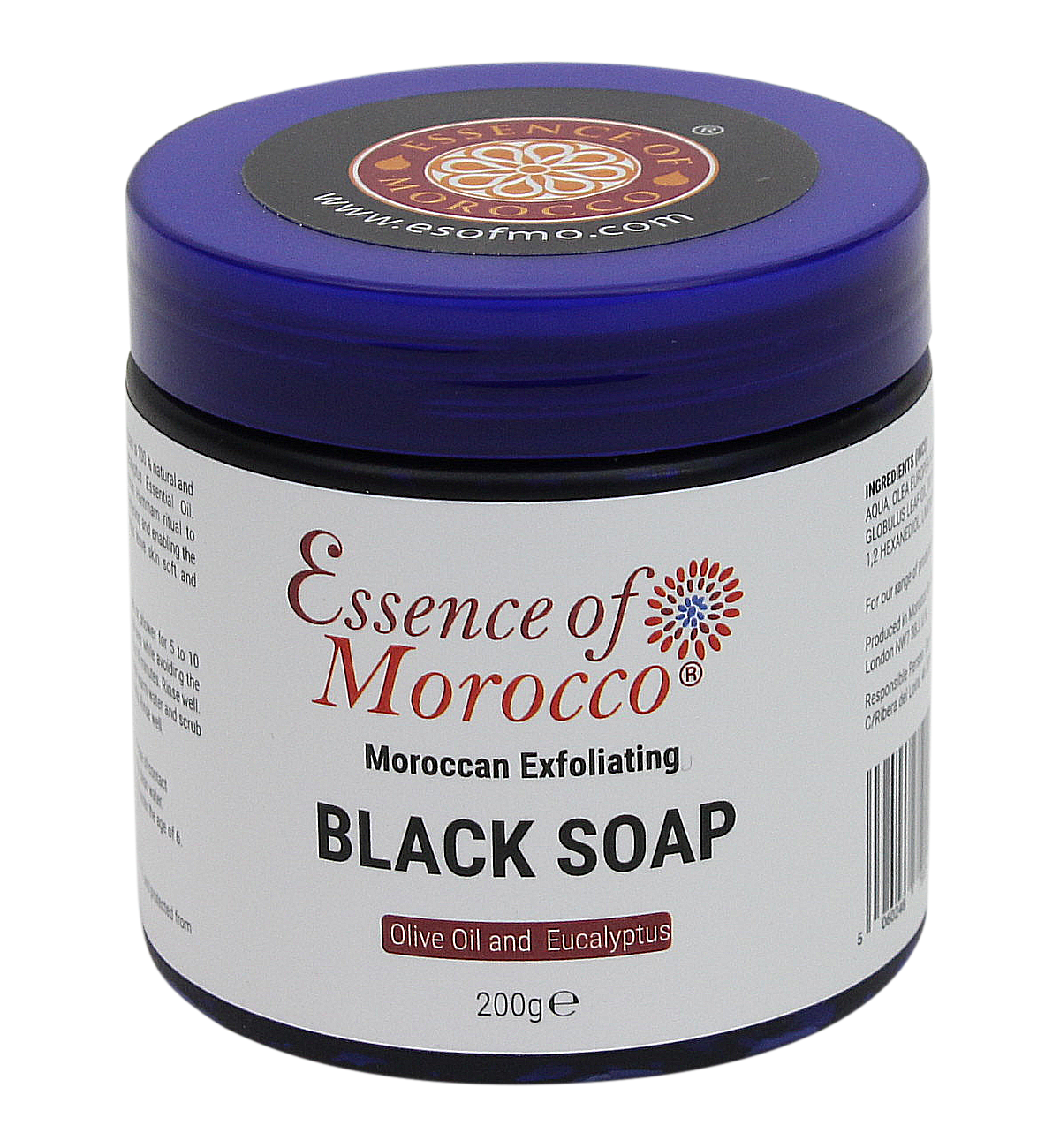 Moroccan Exfoliating Black Soap with Eucalyptus Essential Oil and Olive Oil Beldi Hammam Pack of 2 Spa Scrub 200g / 7 OZ Natural Skin Exfoliation