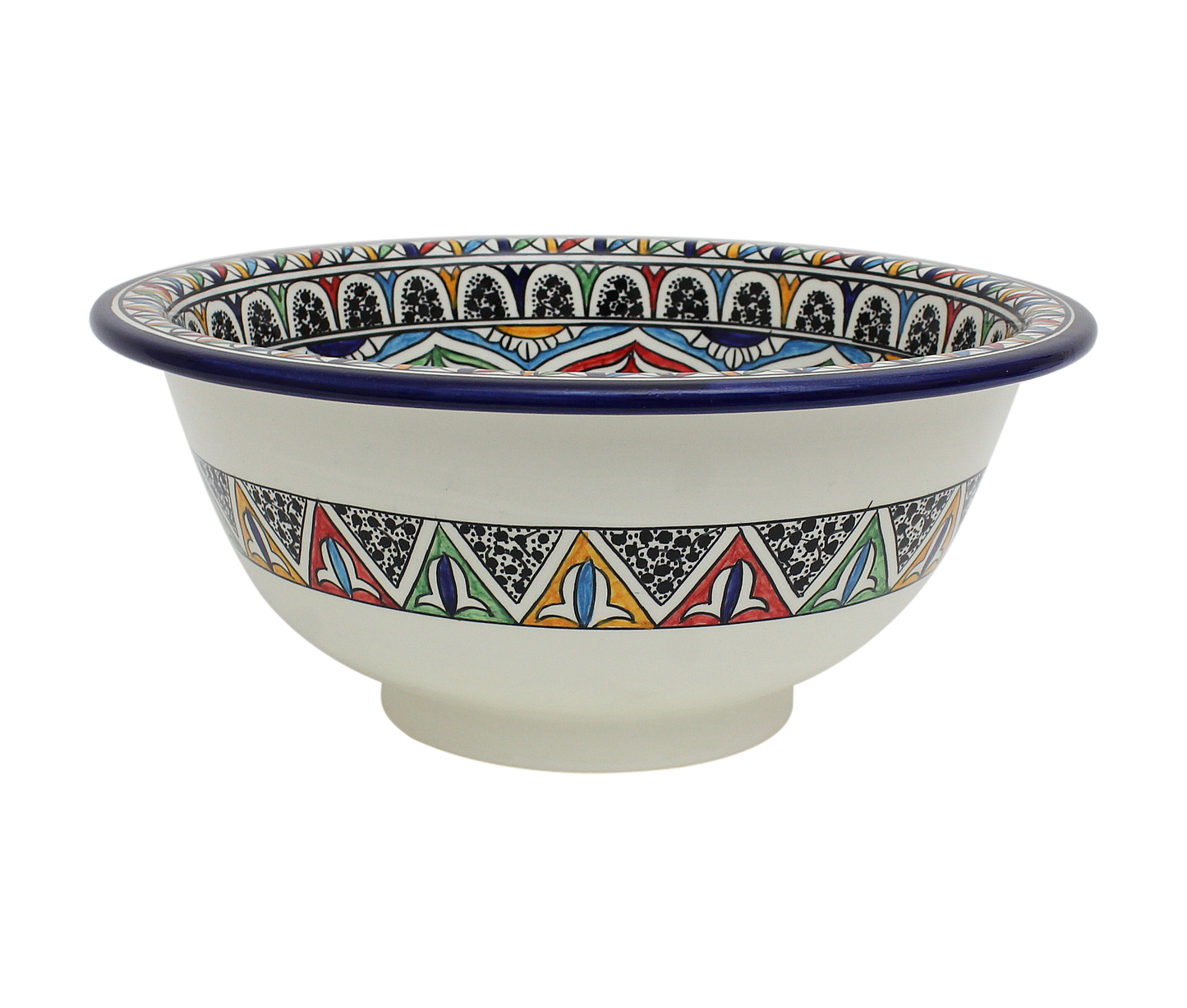 Moroccan Sink Washbasin Wash Basin Ceramic 35 cm 13.8 inches in Diameter Handmade Multicolour Free Waste SW140