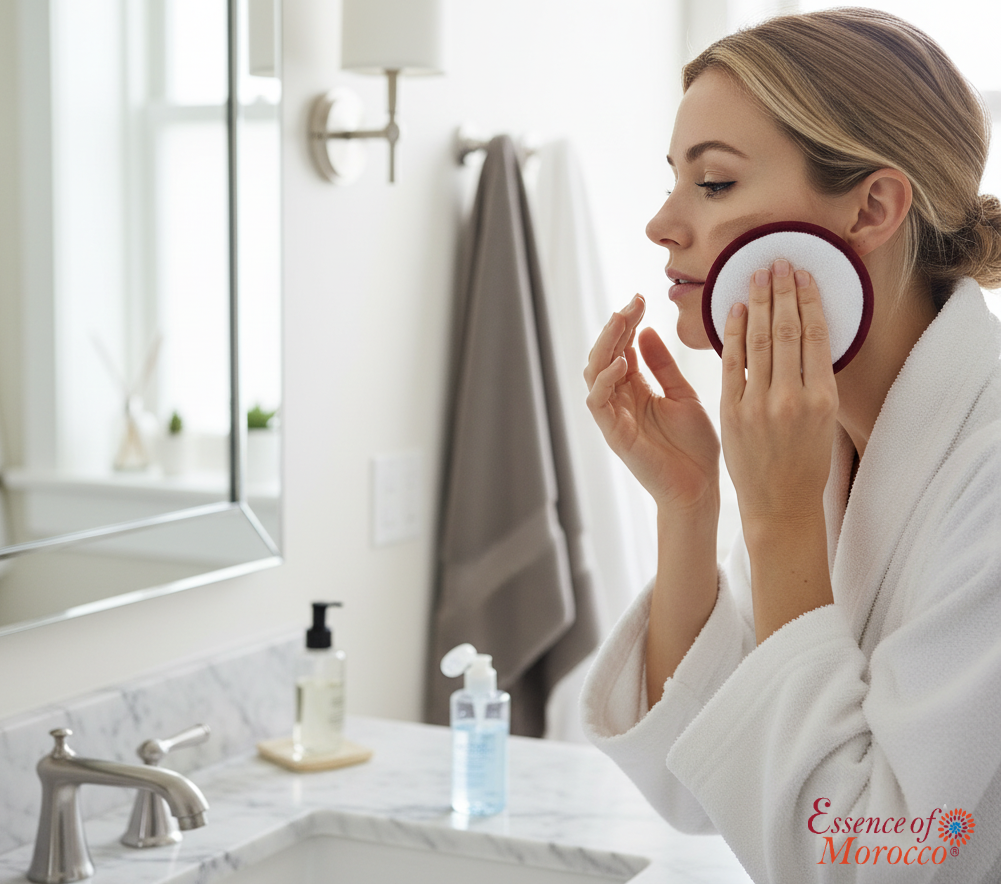 Moroccan Exfoliating Cleansing Kessa Facial Pad Reversible Dual Use as a Cleanser and Exfoliator