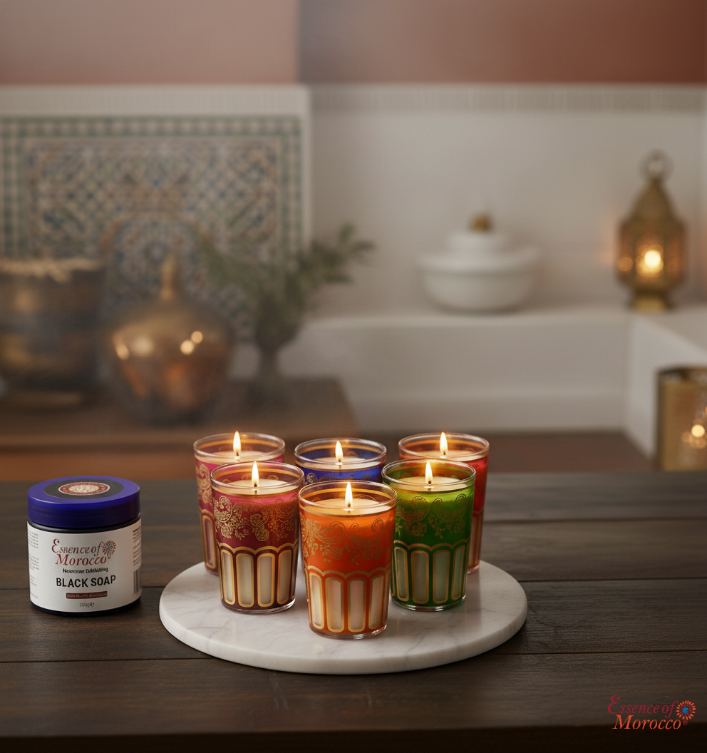 Moroccan Exfoliating Black Soap with Eucalyptus Essential Oil and Olive Oil Beldi Hammam Spa Scrub 200g / 7 OZ Natural Skin Exfoliation