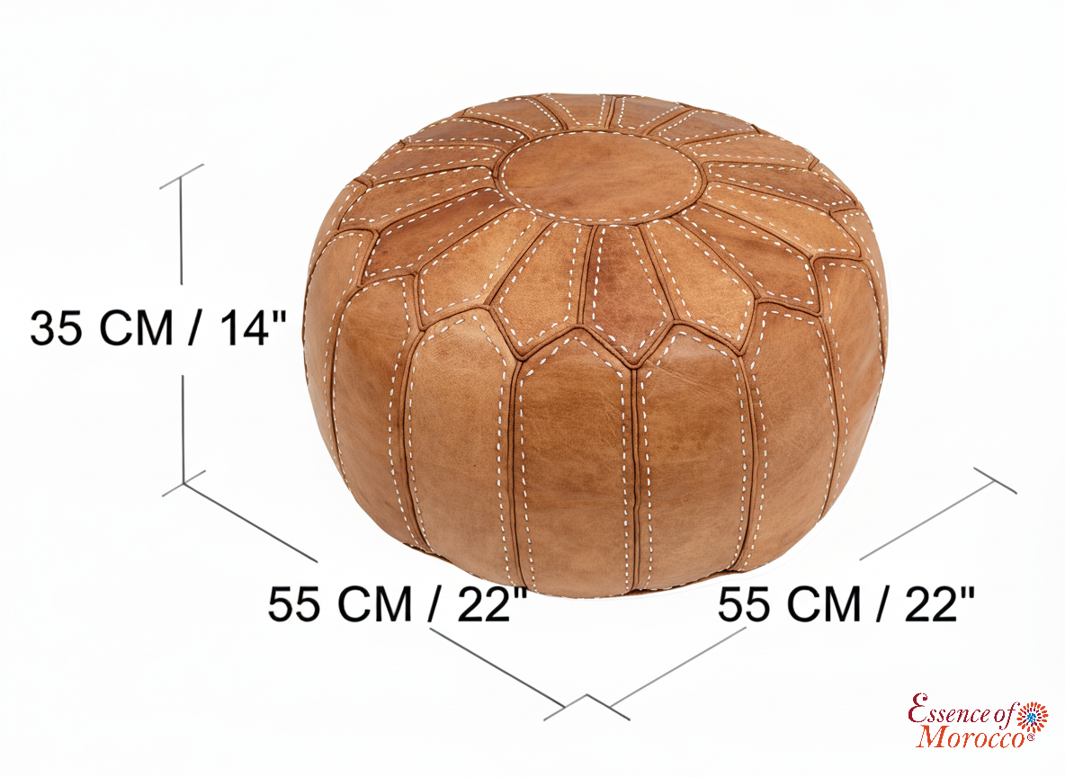 Moroccan Pouffe Pouf Ottoman Footstool in Natural Tan Leather Cover Only or Stuffed Handmade