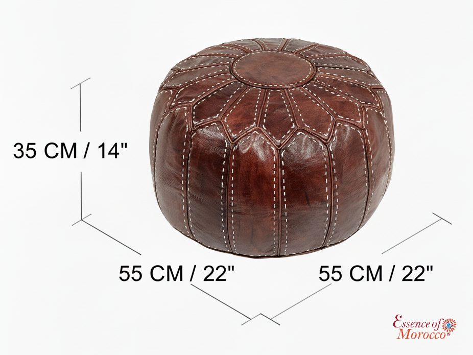 Moroccan Pouffe Pouf Ottoman Footstool in Genuine Brown Tan Leather Cover Only or Stuffed Handmade