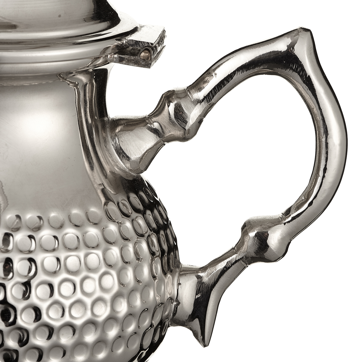 Moroccan Silver Teapot Hammered Medium with 4 Tea Glasses and Handle Cover Handmade