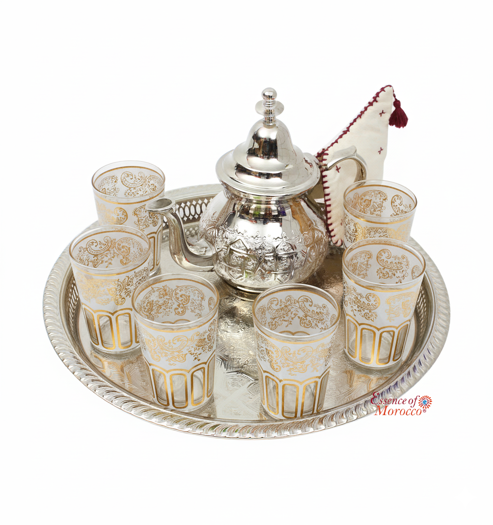 Moroccan Tea Glasses White & Gold Beautiful Classical Design Hand Painted Decorated Pack of 6 (Copy)