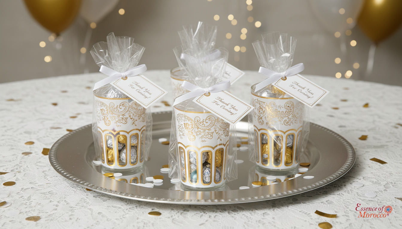 Moroccan Tea Glasses White & Gold Beautiful Classical Design Hand Painted Decorated Pack of 6 (Copy)