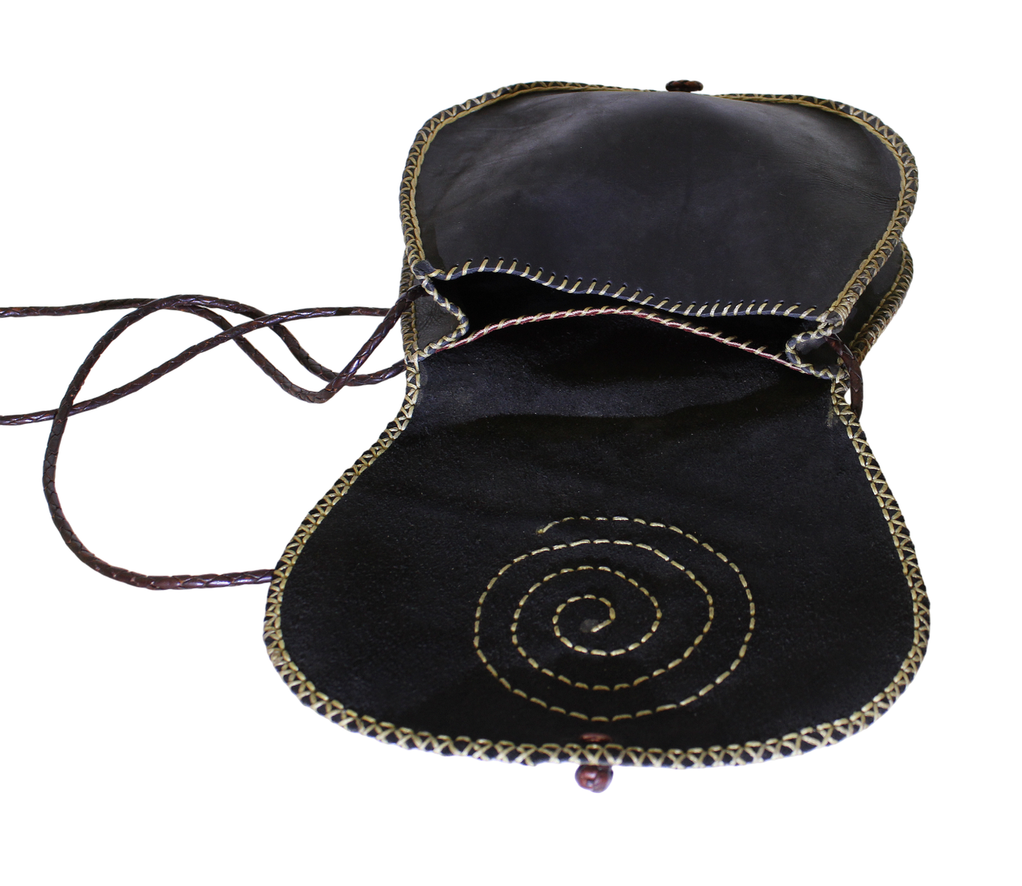 Moroccan Cross Body Handbag Vintage Real Leather Boho Bag Handmade Dark Brown Tan Unused (VLB3)
