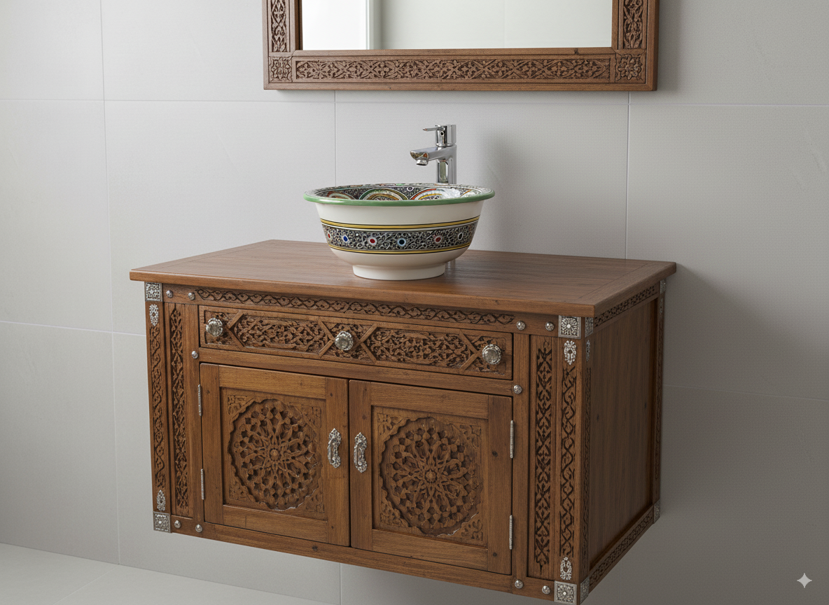 Moroccan Sink Washbasin Wash Basin Ceramic Handmade Multicolour Free Waste SW123