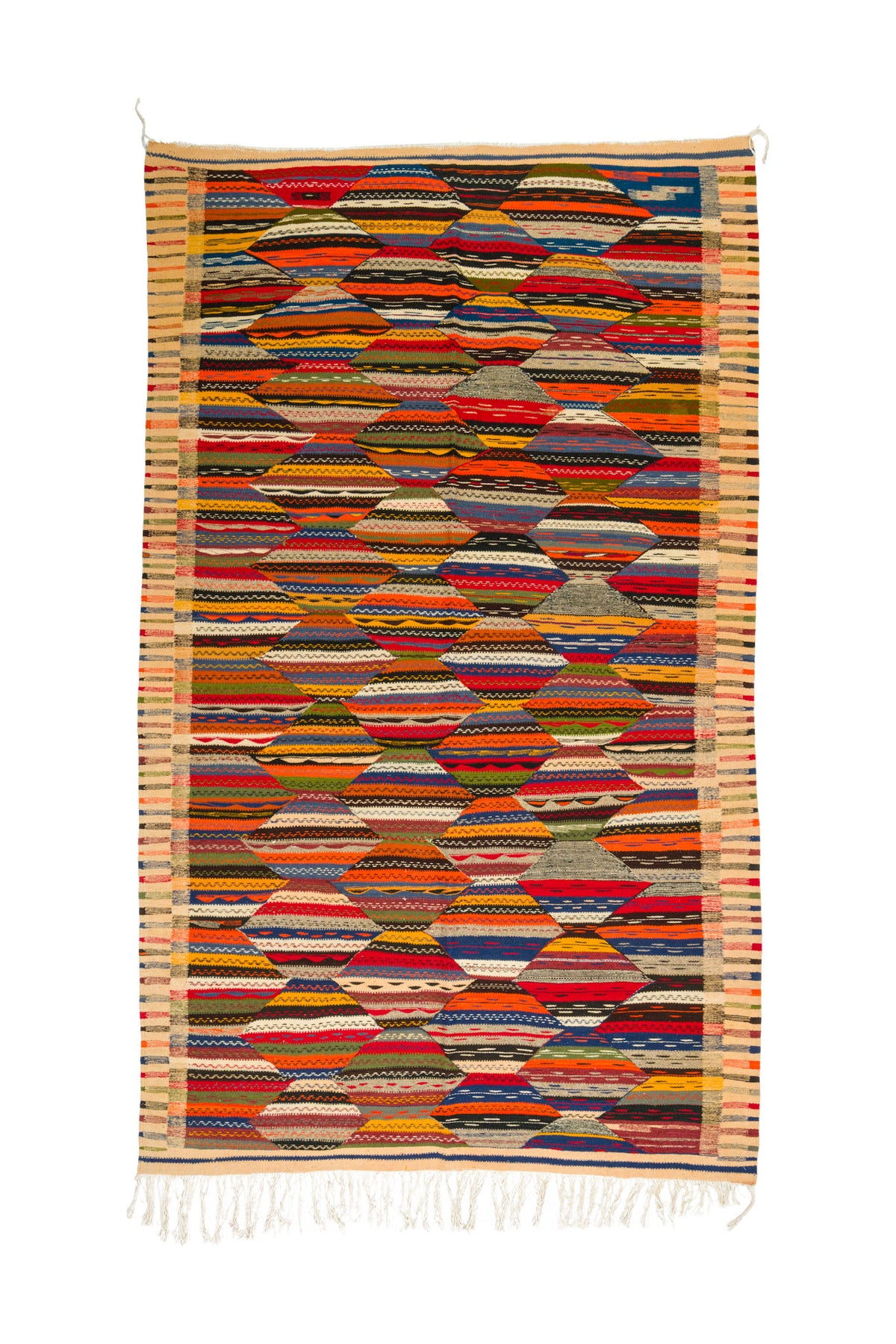 Moroccan Berber Wool Rug – Handwoven Reversible Taznakht Kilim, 256 x 154 cm / 8.4 x 5.1 ft