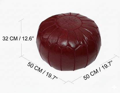 Moroccan Burgundy Red Pouffe Pouf Ottoman Footstool COVER ONLY or STUFFED Real Leather