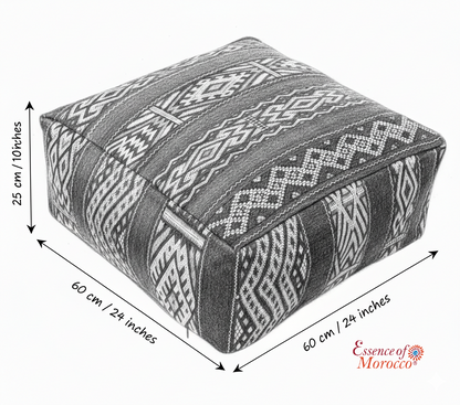 Moroccan Kilim Pouffe Pouf Footstool COVER ONLY or STUFFED XL 60x60x25cm 24x24x10 inches (KP309)