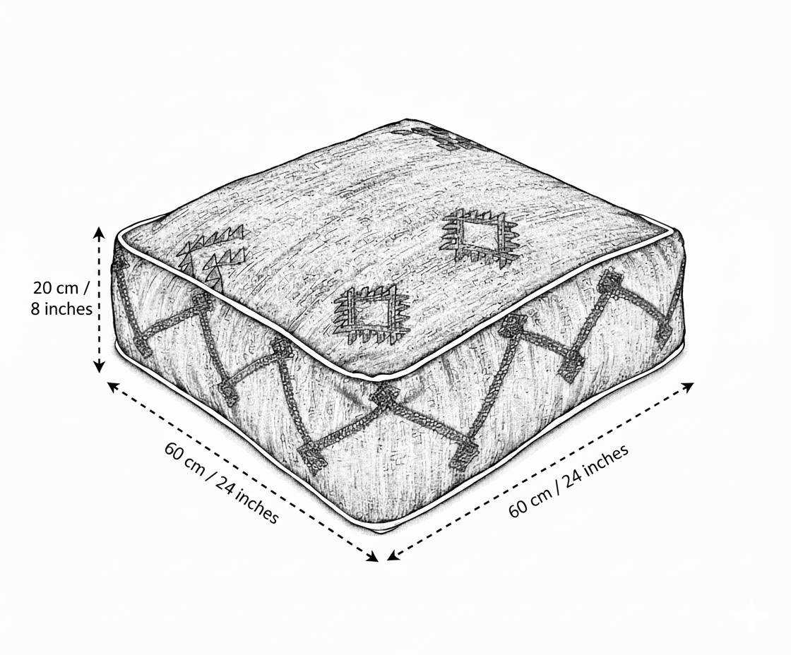 Moroccan Sabra Silk Pouf Pouffe Floor Cushion Pillow Cover Blue Handmade (SP3)