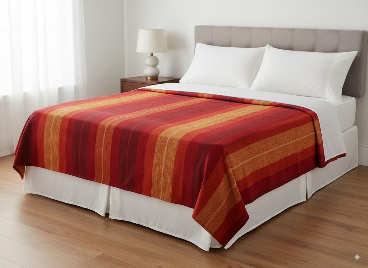 Moroccan Throw Bedspread Sofa Cover Red Handwoven Wool Sabra Silk 270 cm x 170 cm