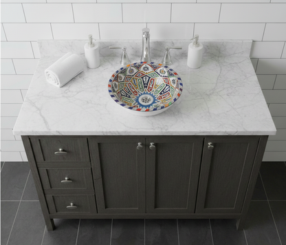 Moroccan Sink Washbasin Wash Basin Ceramic Handmade Multicolour Free Waste SW51