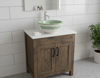 Moroccan Sink Washbasin Wash Basin Ceramic Handmade Green Free Waste (SW103)