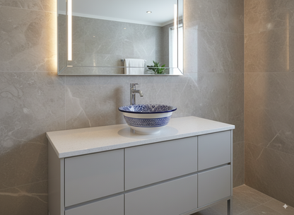 Moroccan Sink Washbasin Wash Basin Ceramic Handmade Blue Free Waste (SW108)