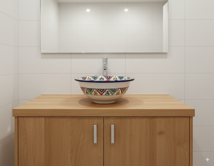 Moroccan Sink Washbasin Wash Basin Ceramic Handmade Multicolour Free Waste SW51